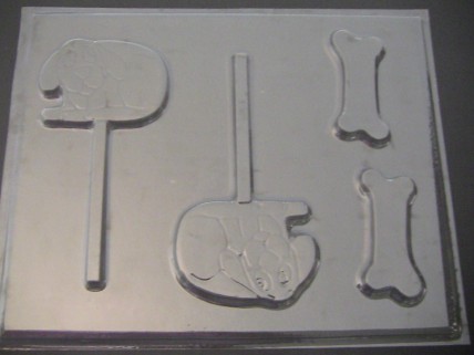 398sp Big Red Dog with Bones Chocolate or Hard Candy Lollipop Mold